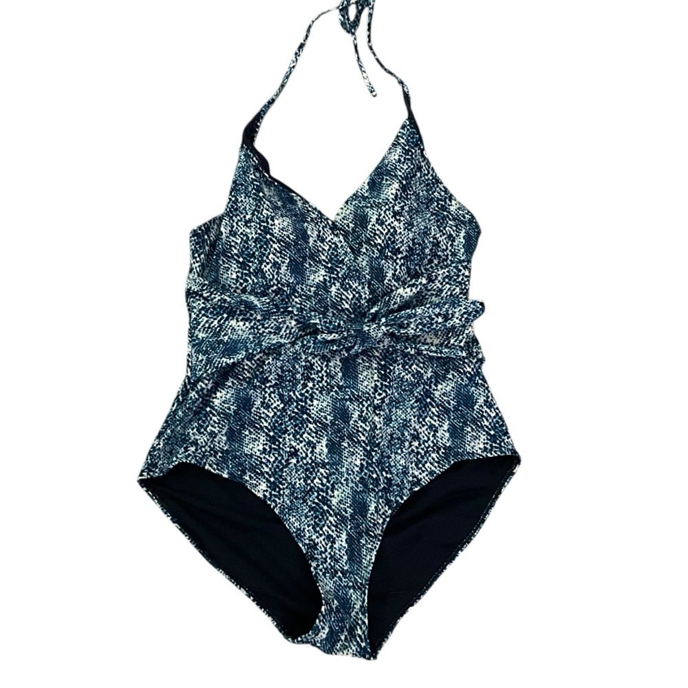 LAST CHANCE!!! ✅ 2 FOR $20!!! NWT Jones NY Blue Mood Snakeskin Halter Tie One - Picture 4 of 15
